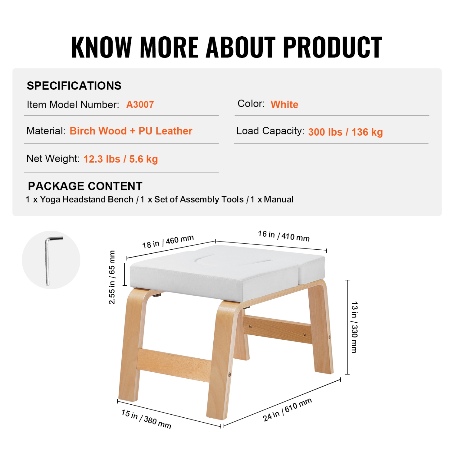 VEVOR 300 lbs Capacity Yoga Inversion Chair for Family Gym, Headstand Trainer with Wood Frame & PU Pad, Stand Yoga Stool for Strength Balance