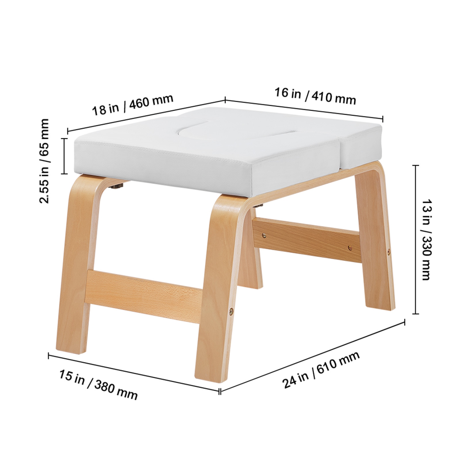 VEVOR 300 lbs Capacity Yoga Inversion Chair for Family Gym, Headstand Trainer with Wood Frame & PU Pad, Stand Yoga Stool for Strength Balance