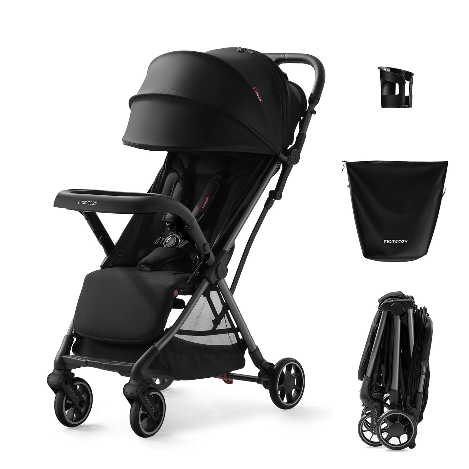 Momcozy ClickGo Lightweight Stroller, Compact Travel Stroller for Airplane with One-Click Fold, Baby Stroller and Toddler Stroller with Large Canopy