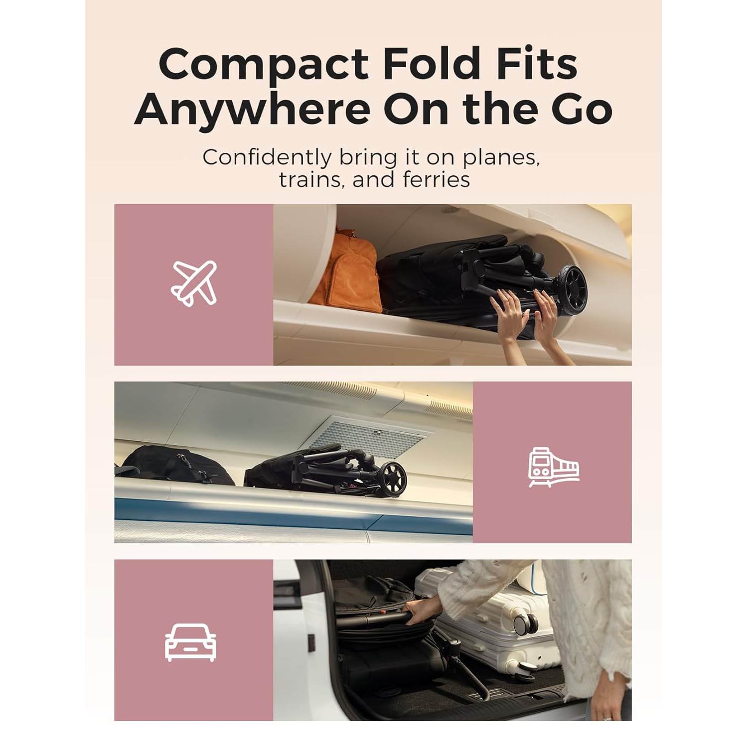 Momcozy ClickGo Lightweight Stroller, Compact Travel Stroller for Airplane with One-Click Fold, Baby Stroller and Toddler Stroller with Large Canopy