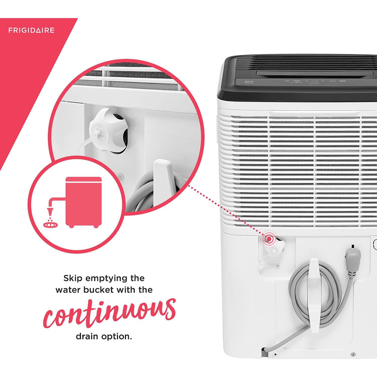 FRIGIDAIRE – Déshumidificateur Energy Star de 50 chopines avec contrôle de l'humidité sans effort, blanc
