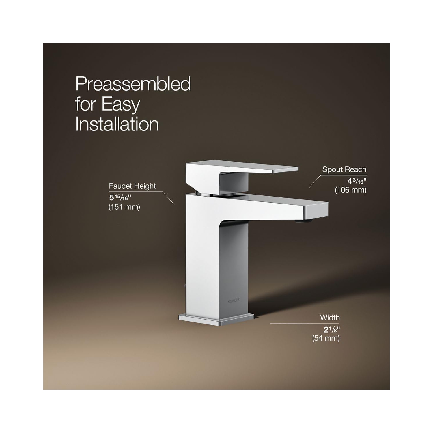 KOHLER K-99760-4-CP Honesty Single Control Lavatory Faucet, Polished Chrome