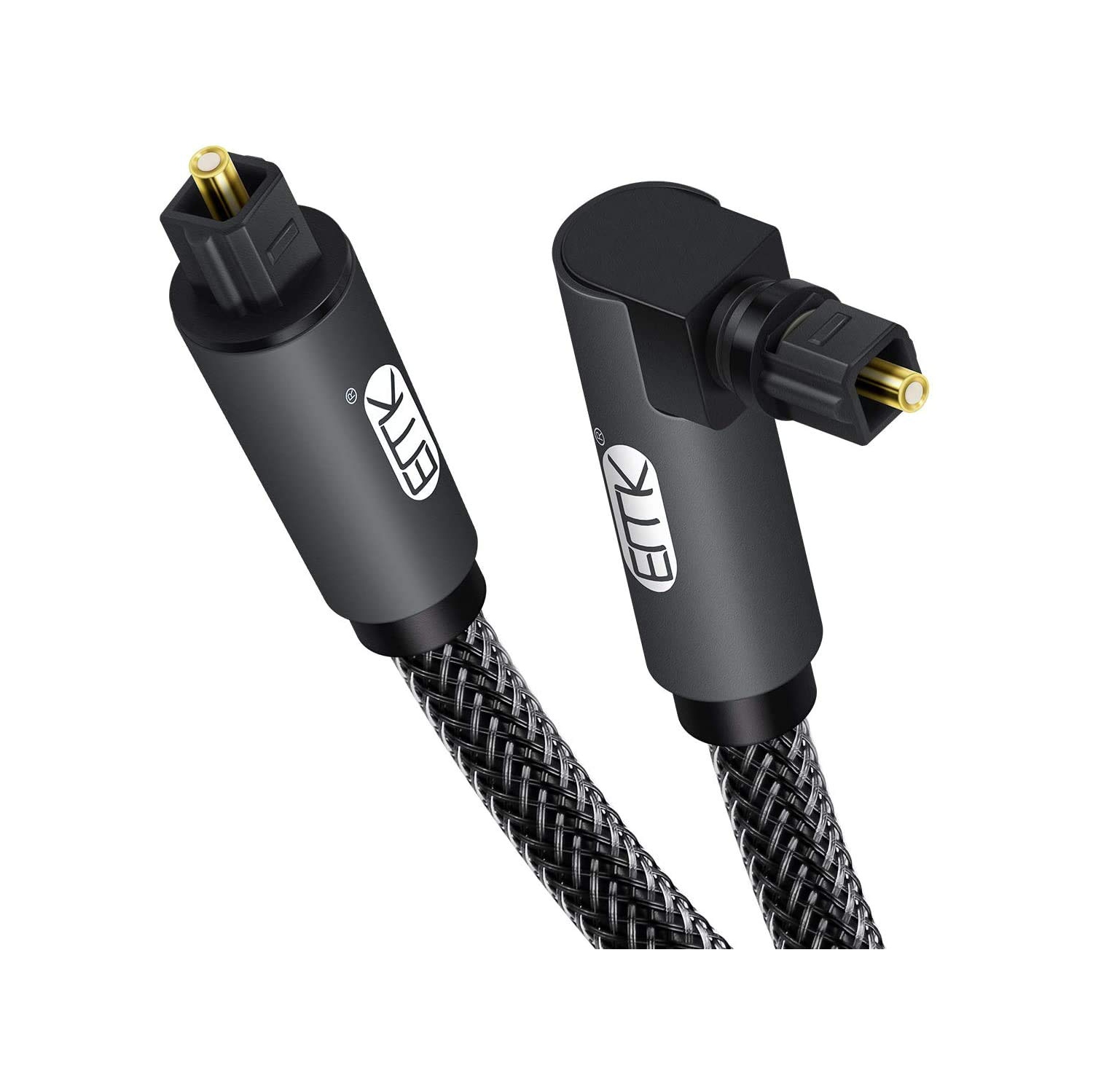 Câble optique à 90 degrés avec fiche rotative libre à 360 degrés Câble à fibre optique S/PDIF Toslink mâle à mâle pour cinéma maison, barre de son,