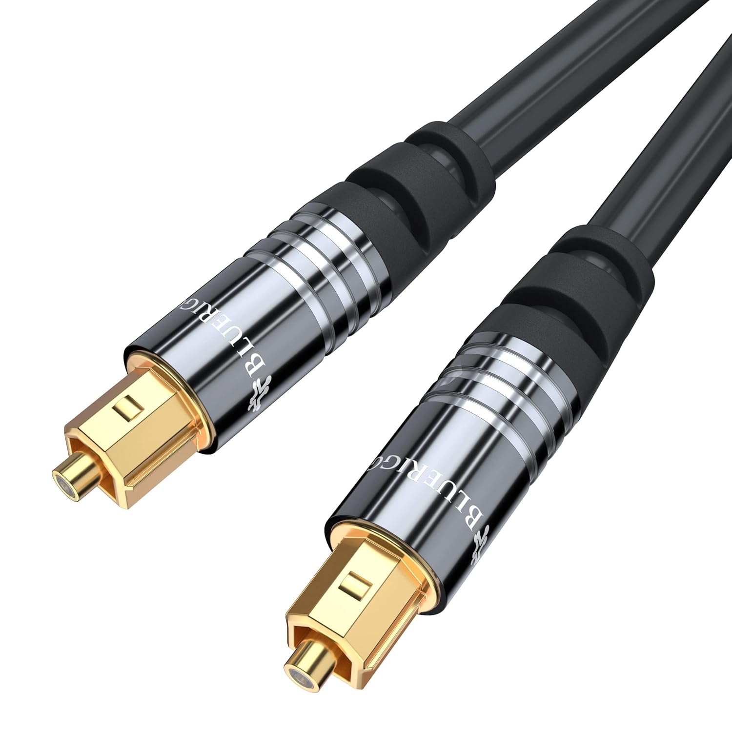Digital Optical Audio Toslink Cable, Fiber Optic Braided Cord, Aluminum Shell, 24K Gold-Plated, for Home Theatre, Sound Bar, TV, Xbox, PS5/PS4, 50FT