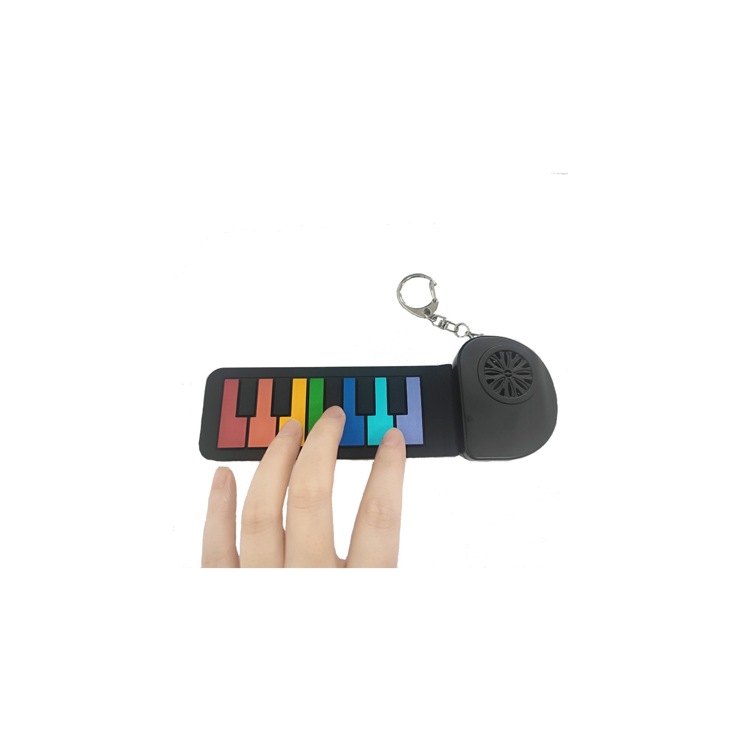 Mini guitare arc-en-ciel, instrument de pratique de bureau enroulé à la main, piano à percussion à main pliable en silicone