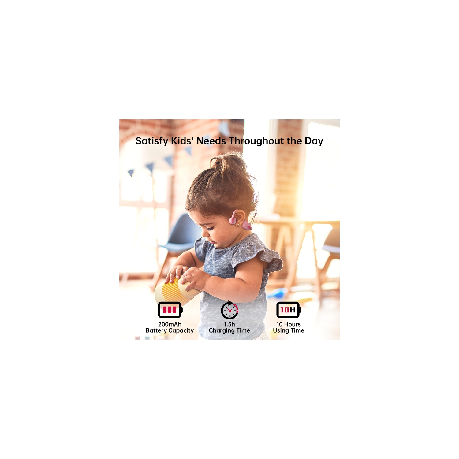 Casque d'écoute Bluetooth X12 pour enfants avec lecture de mémoire 8&nbsp;g Bluetooth 5,4 Conductive pour enfants avec microphone Ultraléger,