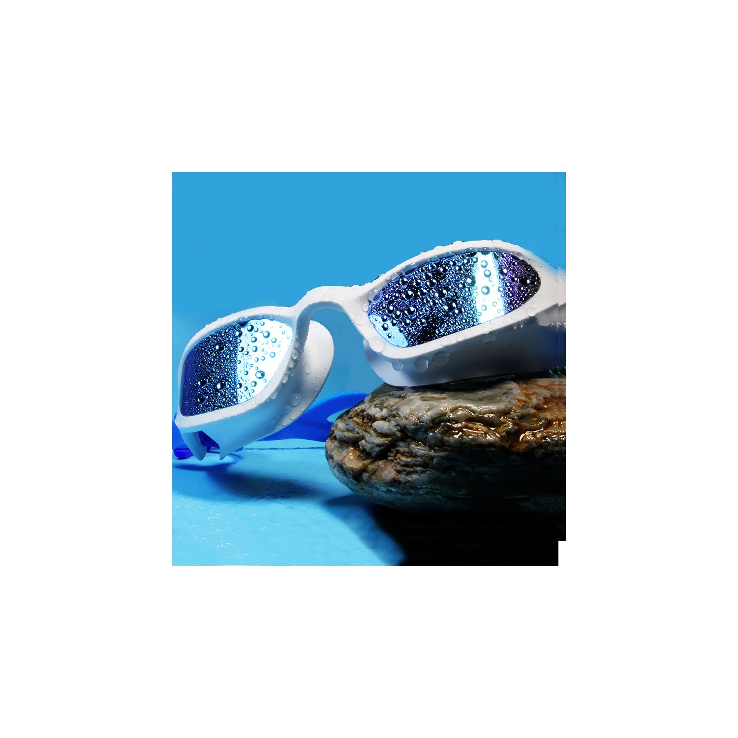 Lunettes de natation professionnelles antibuée HD à cadre large pour adultes Lunettes de natation étanches lunettes de natation pour adultes bleu et