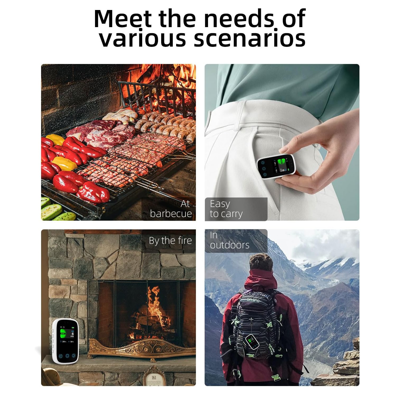 Mini 3 in 1 Carbon Monoxide Alarm, Home Detection Honeycomb Briquette Gas Alarm, CO Detector for RV, Car, Travel, Camping, Home Use