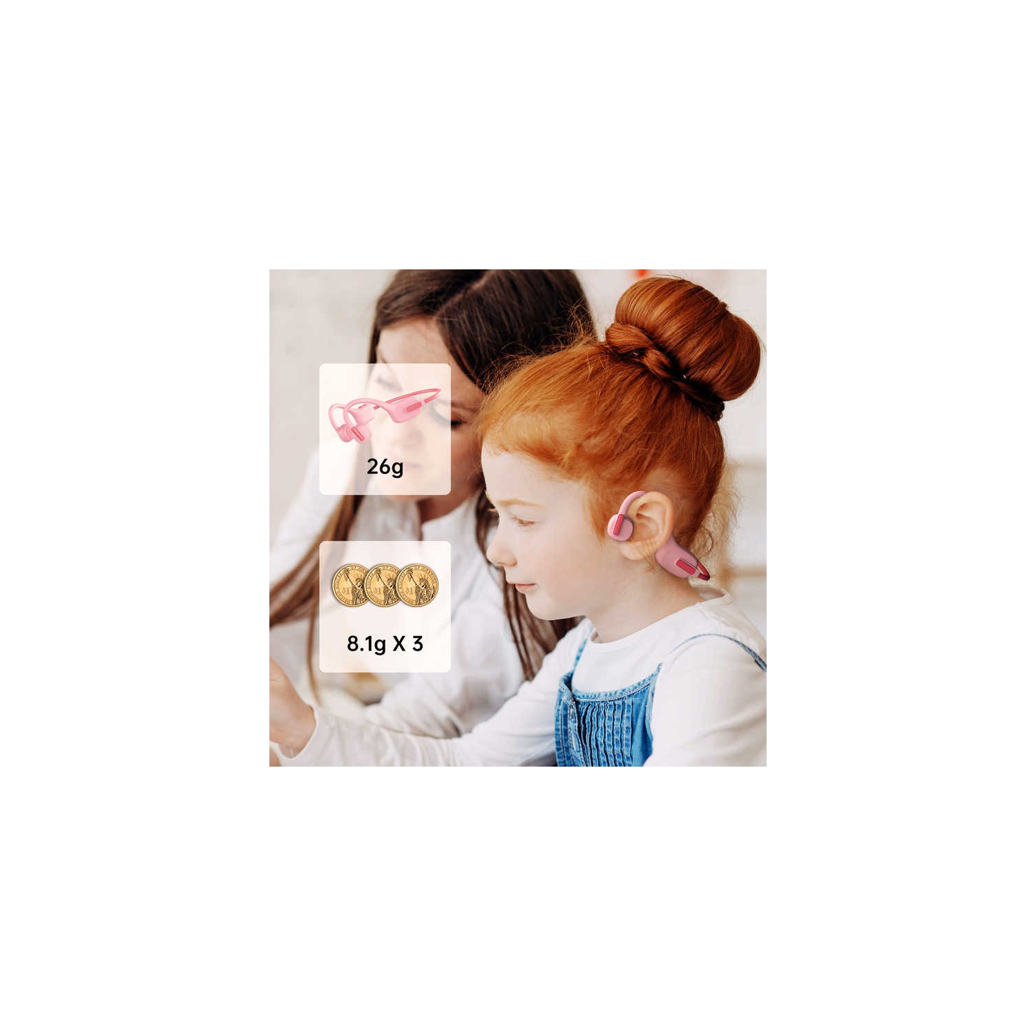 Casque d'écoute Bluetooth X12 pour enfants avec lecture de mémoire 8&nbsp;g Bluetooth 5,4 Conductive pour enfants avec microphone Ultraléger,