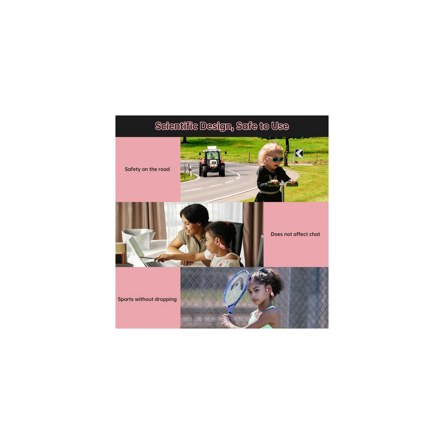 Casque d'écoute Bluetooth X12 pour enfants avec lecture de mémoire 8&nbsp;g Bluetooth 5,4 Conductive pour enfants avec microphone Ultraléger,