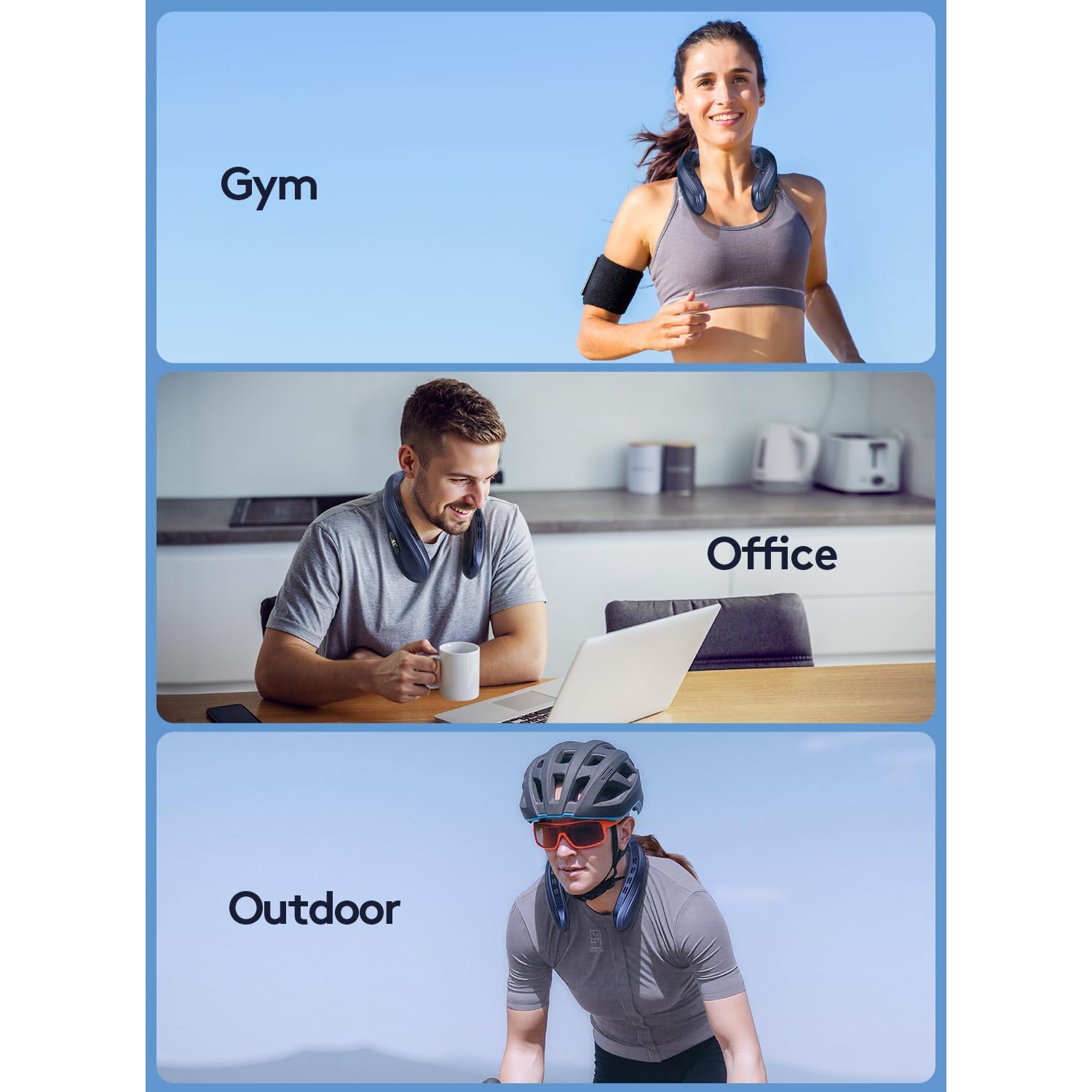 Portable Neck Cooling Fan, 360° Adjustable Airflow Personal Wearable Fan for Outdoor, Office, and Travel