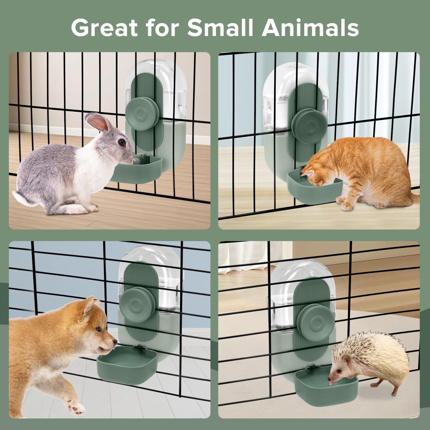 Hanging Automatic Rabbit Water Bottle, Leak-Proof Gravity Waterer for Guinea Pigs and Rabbits