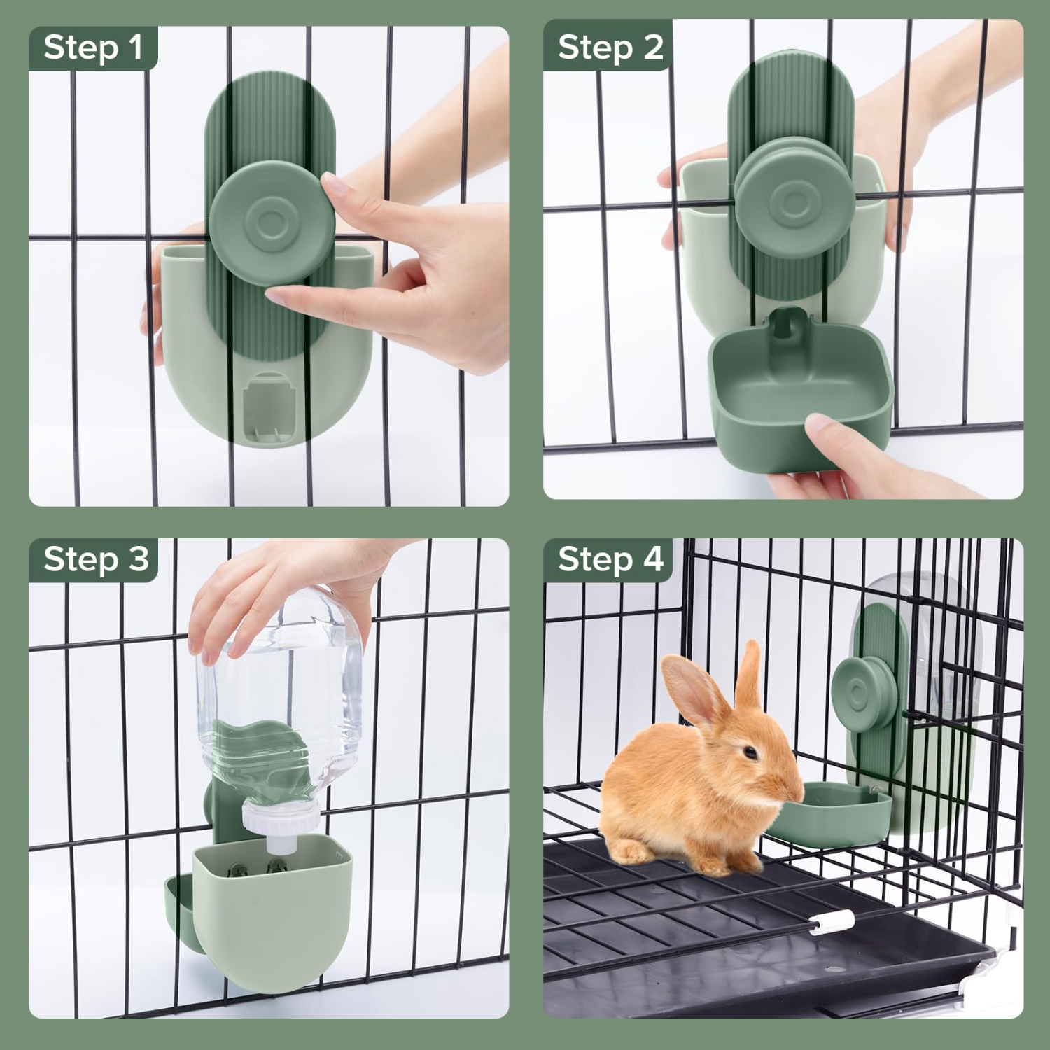 Hanging Automatic Rabbit Water Bottle, Leak-Proof Gravity Waterer for Guinea Pigs and Rabbits