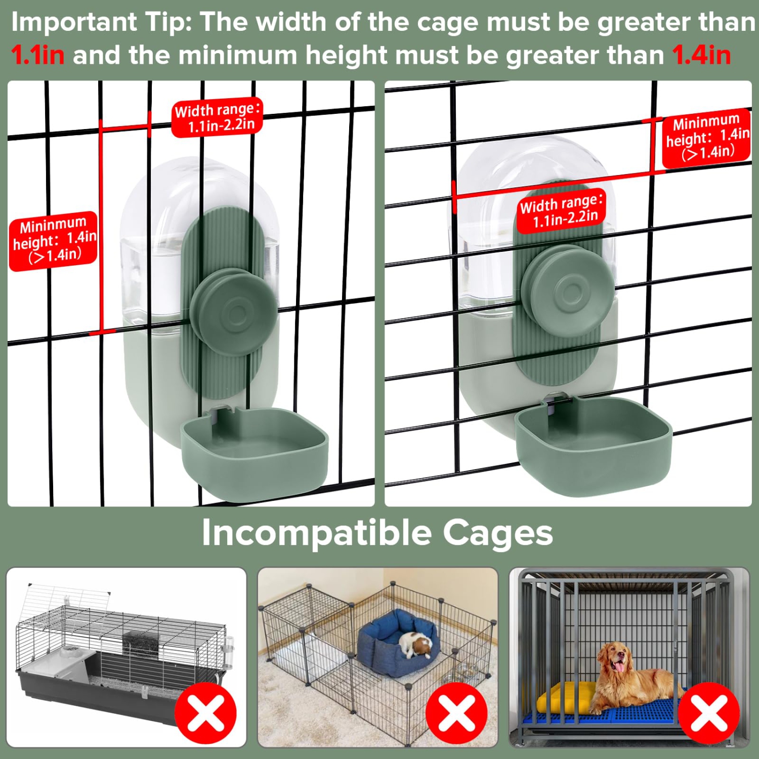 Hanging Automatic Rabbit Water Bottle, Leak-Proof Gravity Waterer for Guinea Pigs and Rabbits