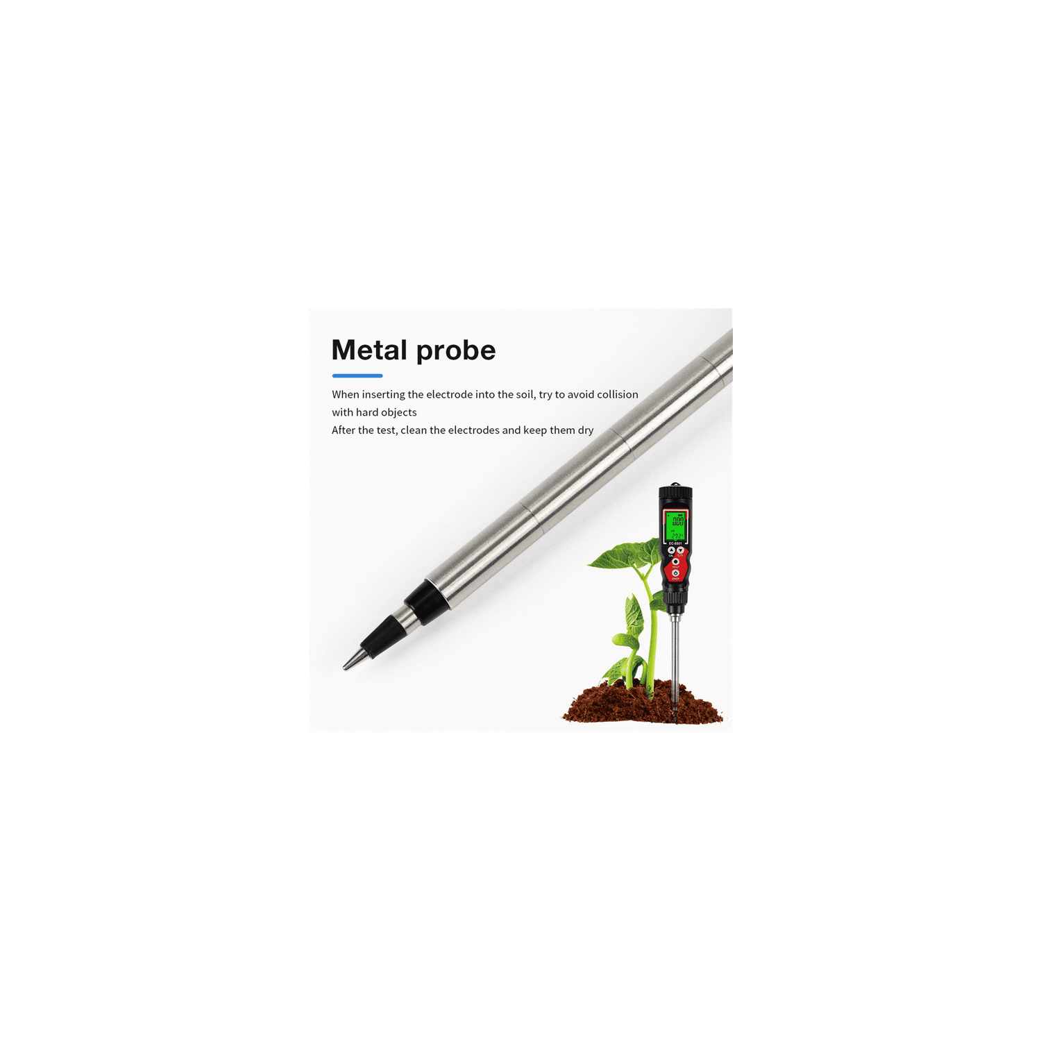 Testeur de sol numérique de température EC Testeur de sol en pot de sol EC Conductivité Tester de sol EC