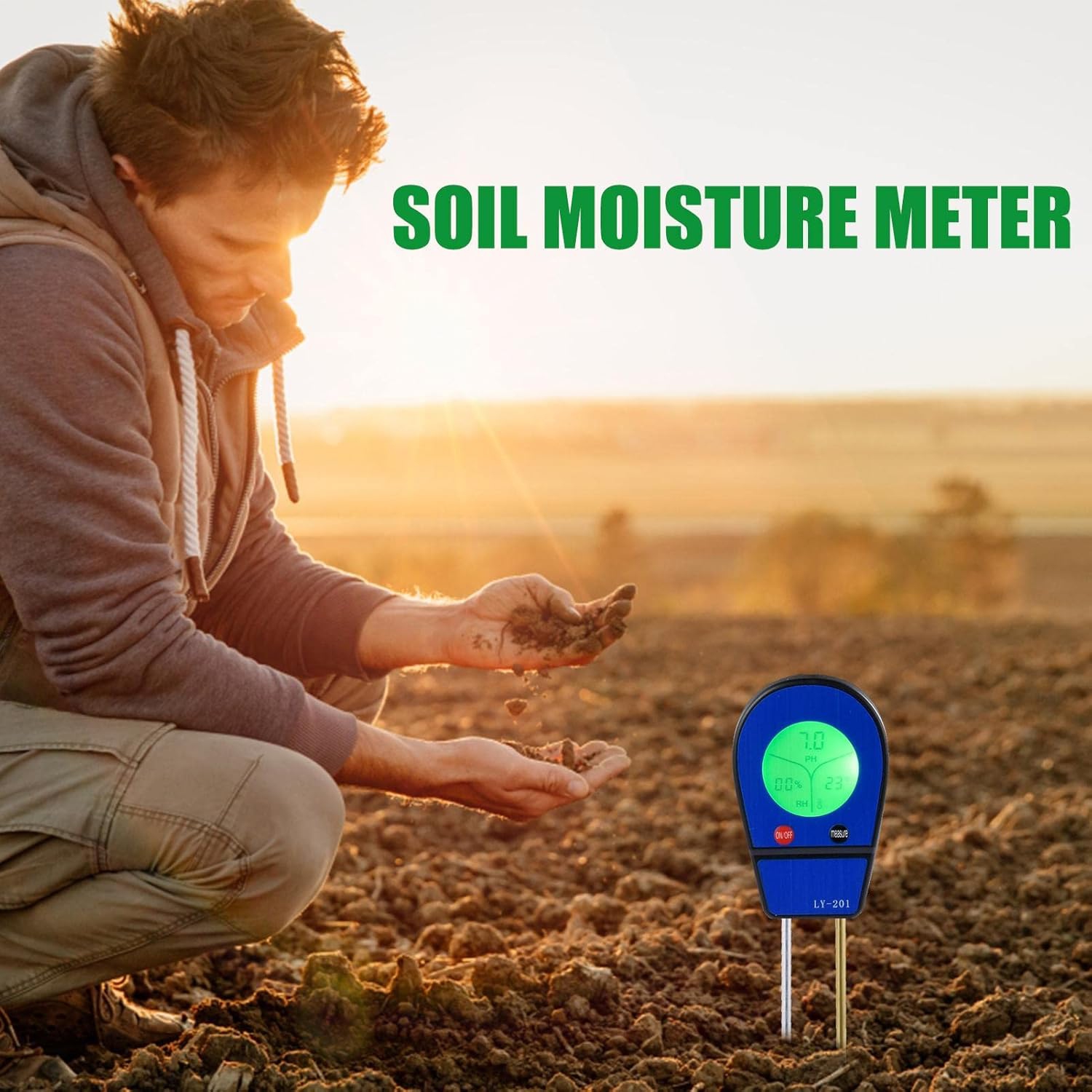 Capteur de pH de sol 3-en-1, température d'humidité, test de pH, humidité, humidité, humidité, sol, détecteur d'humidité