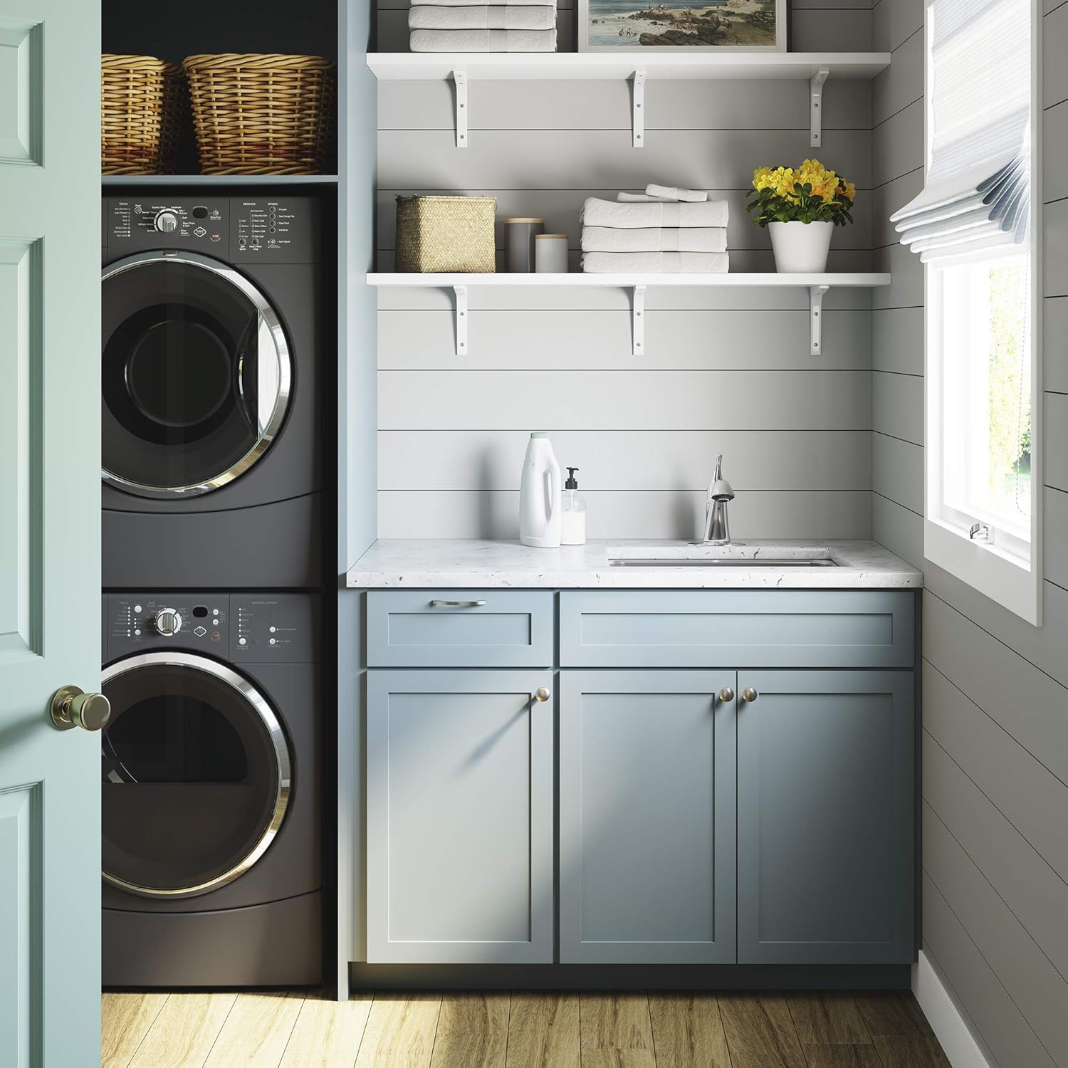 Robinet d'évier à lessive KOHLER K-22035-CP Simplice, poignée simple, tête de pulvérisation à 2 fonctions, installation à 3 trous