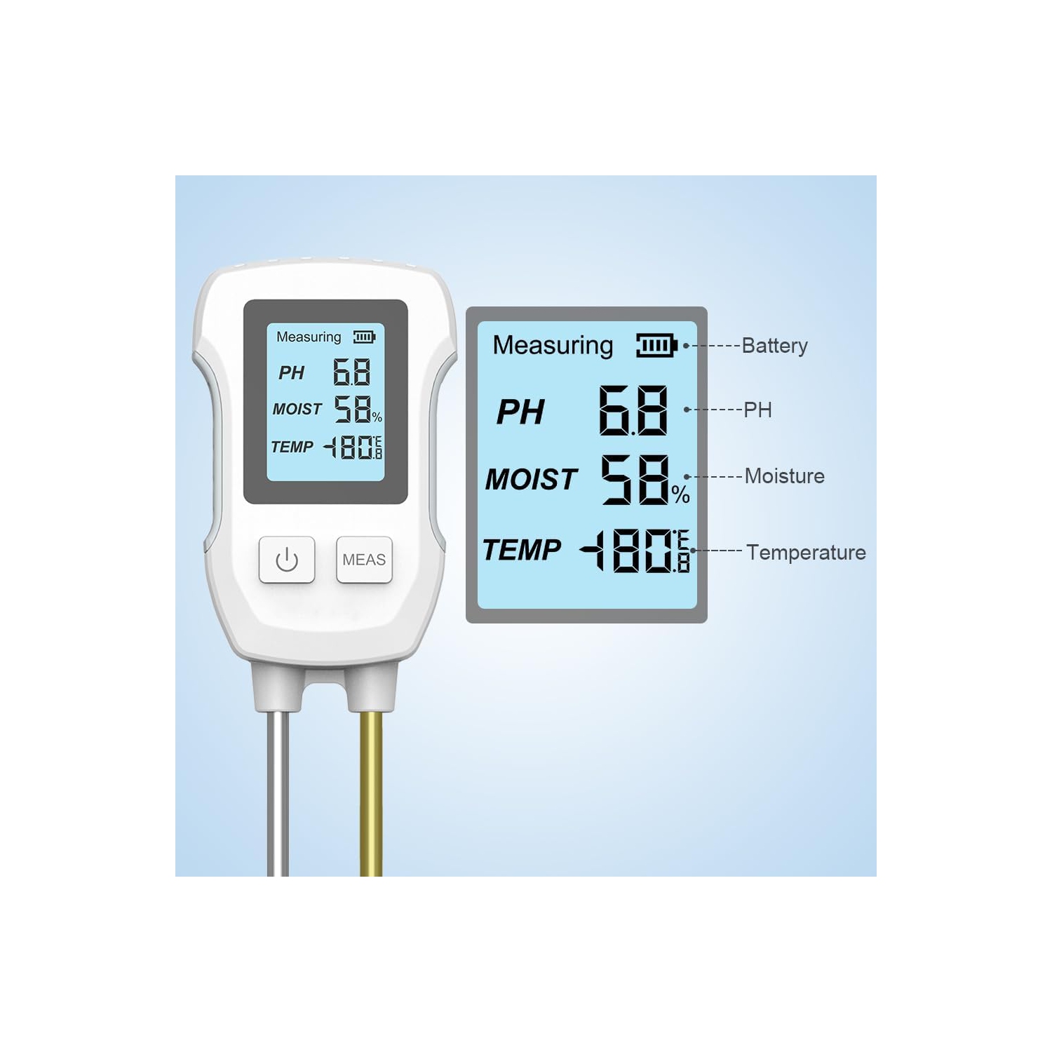 3 in 1 Soil pH Value Environmental Temperature and Humidity Tester Indoor Potted Plant Measuring Instrument Plant Growth Gardening Tools