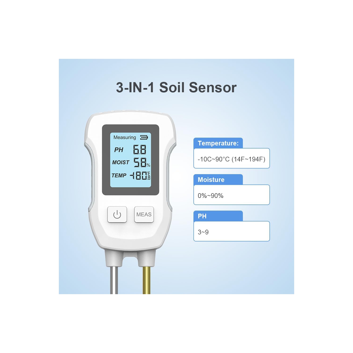 3 in 1 Soil pH Value Environmental Temperature and Humidity Tester Indoor Potted Plant Measuring Instrument Plant Growth Gardening Tools