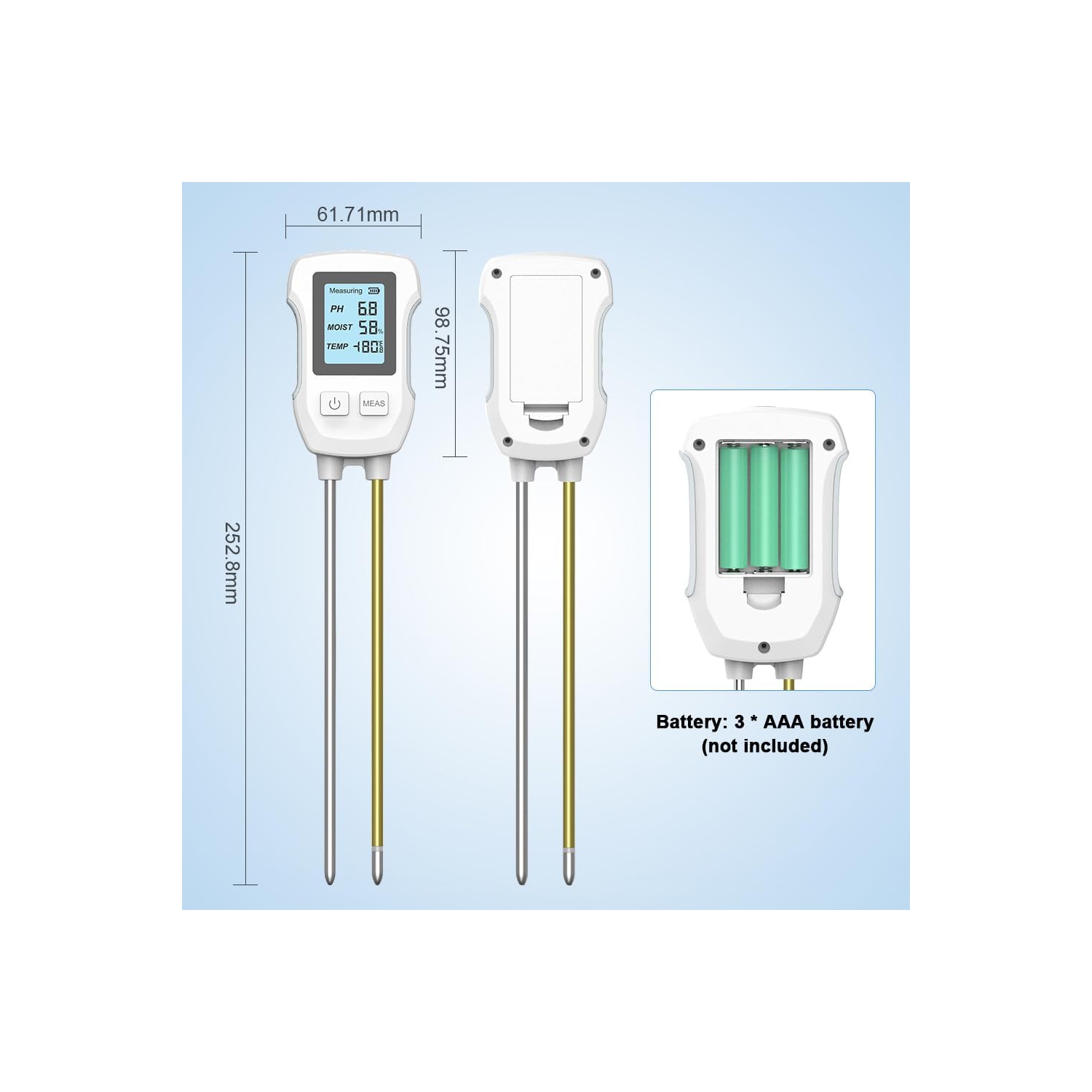 3 in 1 Soil pH Value Environmental Temperature and Humidity Tester Indoor Potted Plant Measuring Instrument Plant Growth Gardening Tools