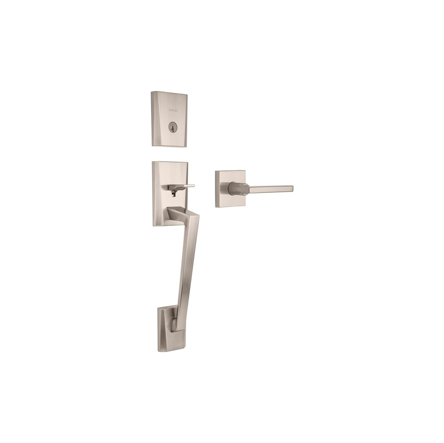 Weiser Camino and Halifax Entry Lever Featuring SmartKey, Satin Nickel