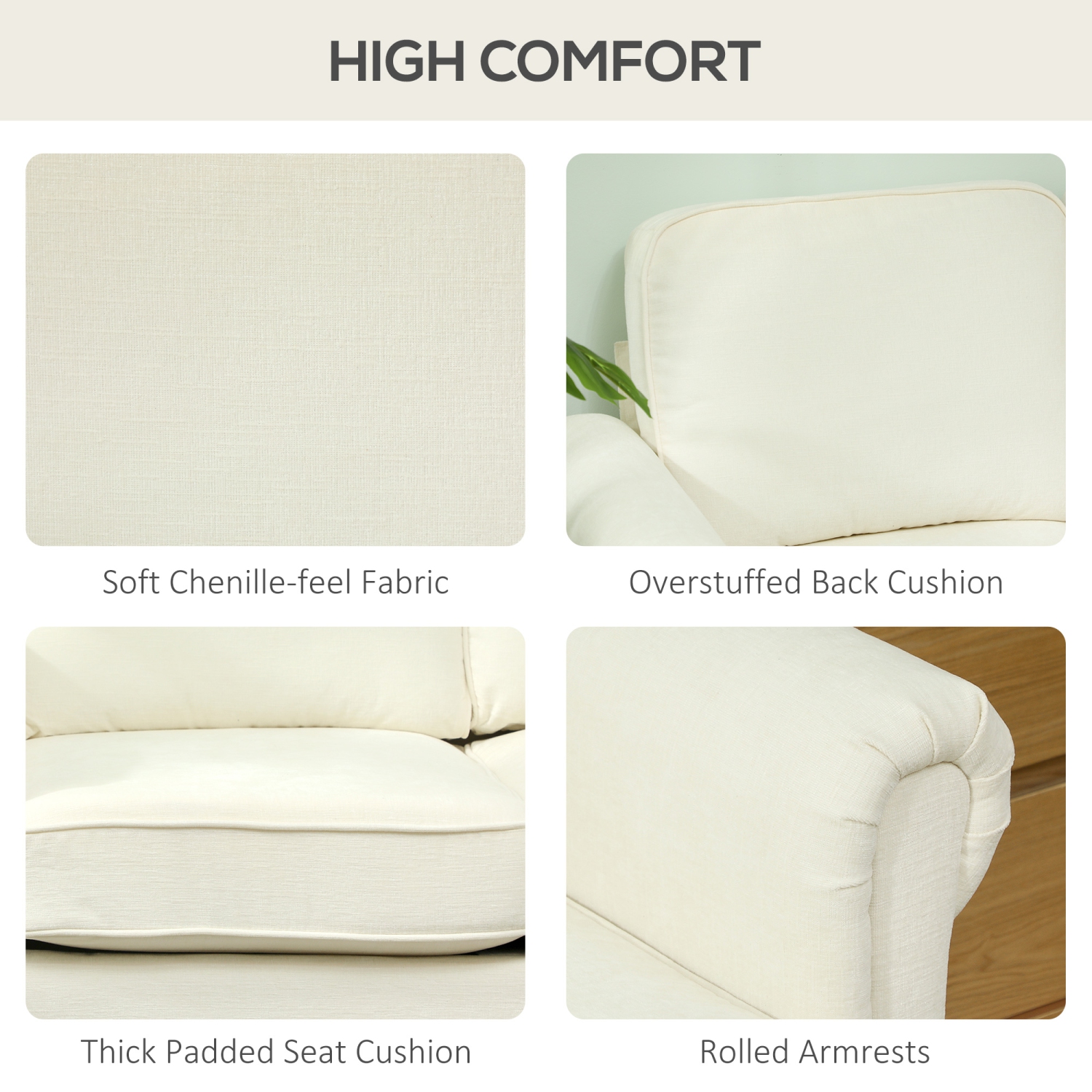 HOMCOM Sectional Sofa with changeable Chaise Lounge, 3-Seater Chenille Upholstery Couch with Wooden Legs, Modern L Shape Corner Sofa for Living Room,