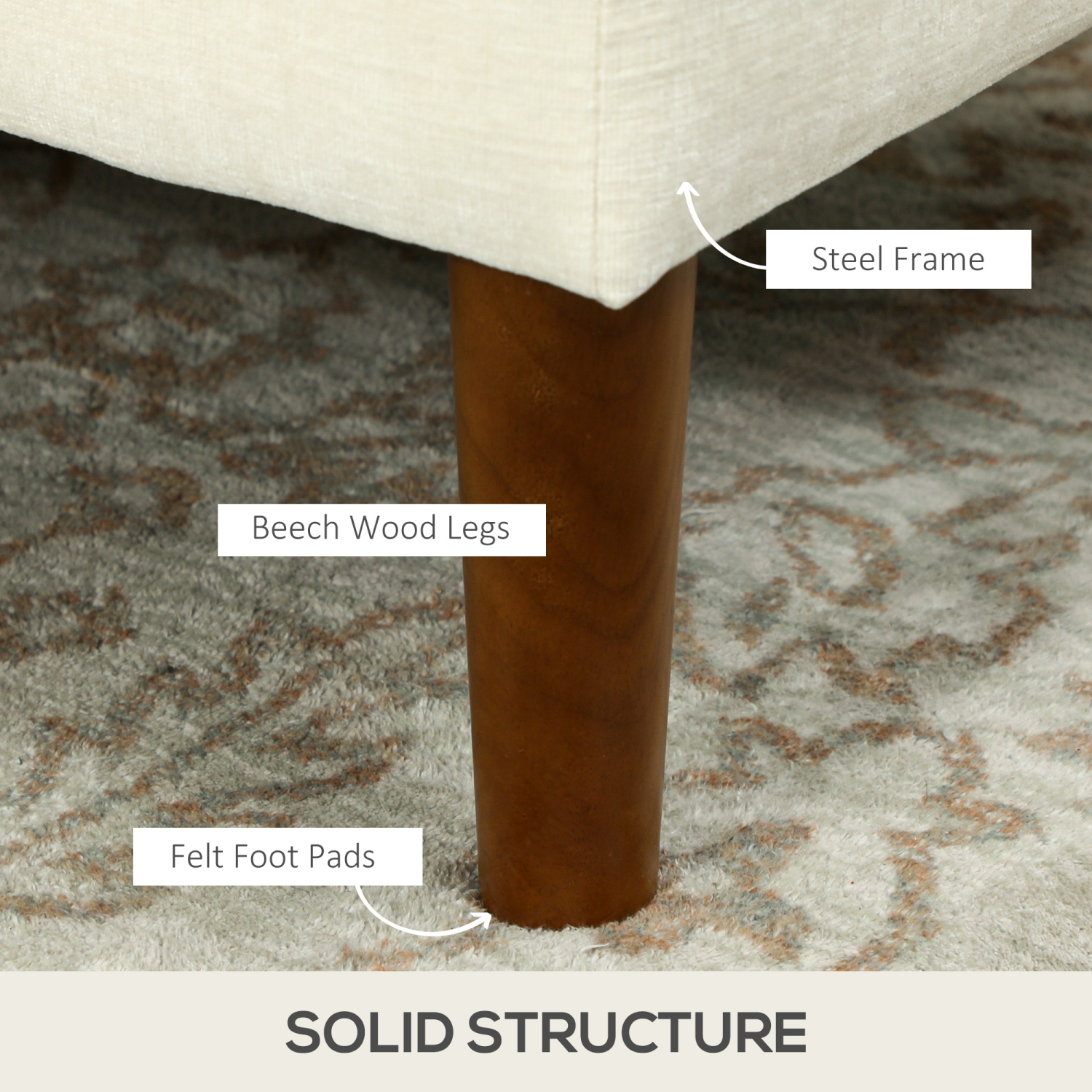 HOMCOM Sectional Sofa with changeable Chaise Lounge, 3-Seater Chenille Upholstery Couch with Wooden Legs, Modern L Shape Corner Sofa for Living Room,