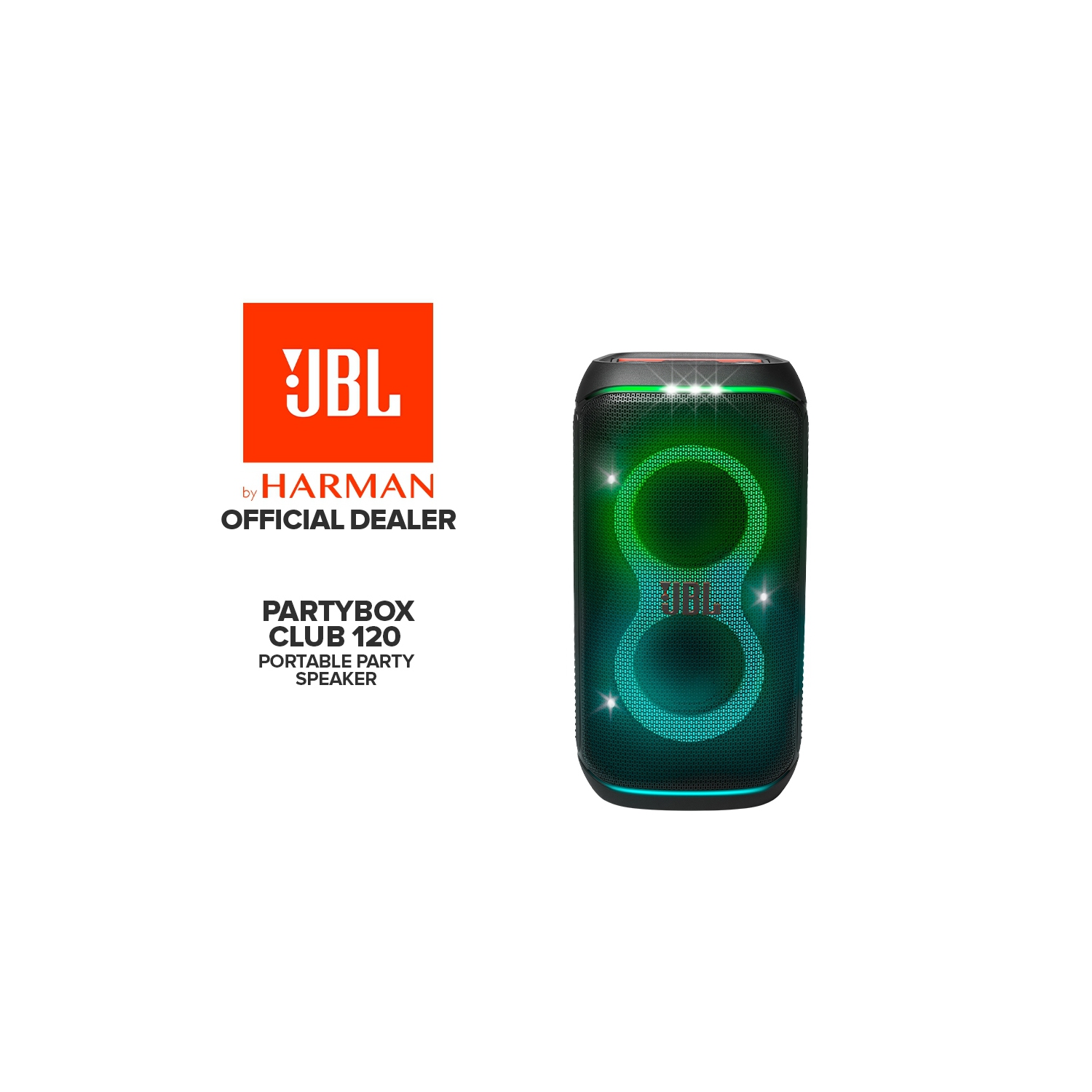 Haut-parleur de fête portatif PartyBox Club 120 de JBL + ensemble de 2 microphones numériques sans fil PartyBox de JBL