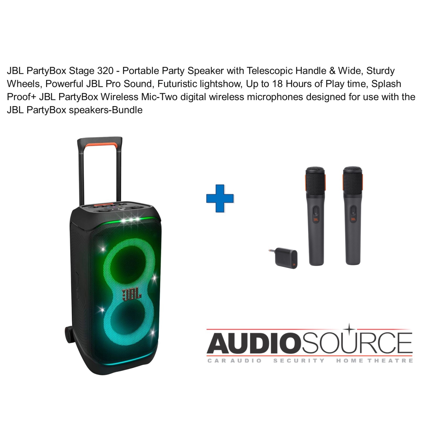 PartyBox Stage 320 de JBL - Haut-parleur de fête portatif + microphone sans fil PartyBox de JBL (2) - Ensemble
