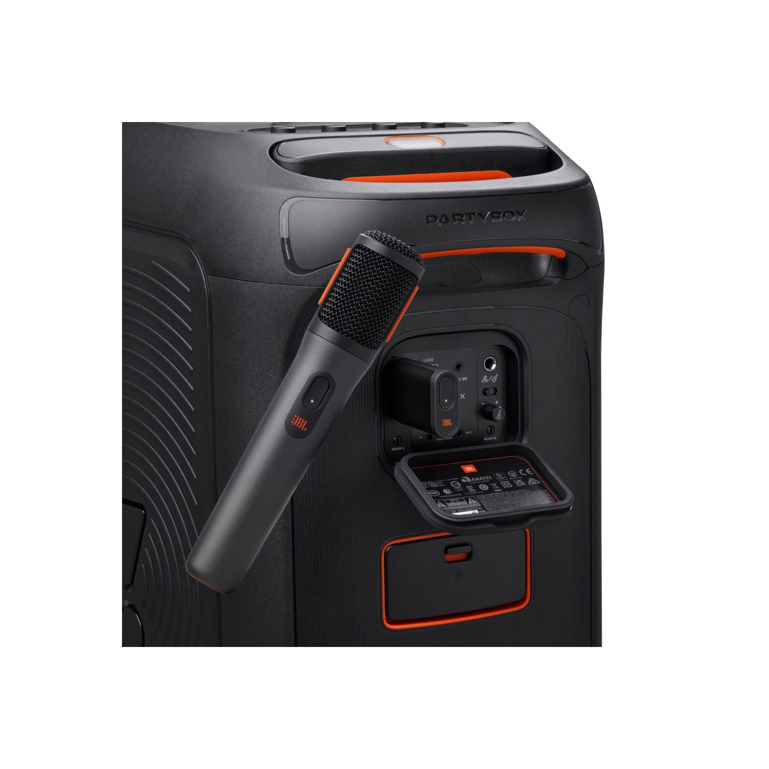 PartyBox Stage 320 de JBL - Haut-parleur de fête portatif + microphone sans fil PartyBox de JBL (2) - Ensemble