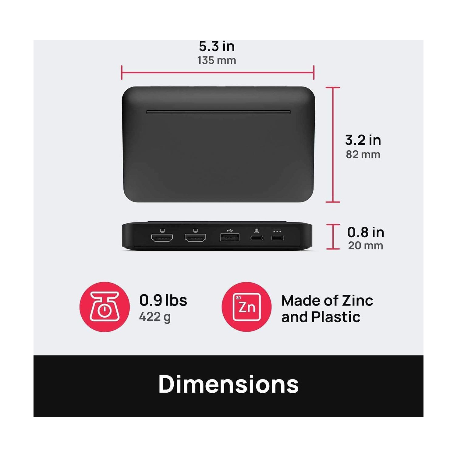 Brydge Stone Lite USB-C Windows Docking Station, 5 Ports