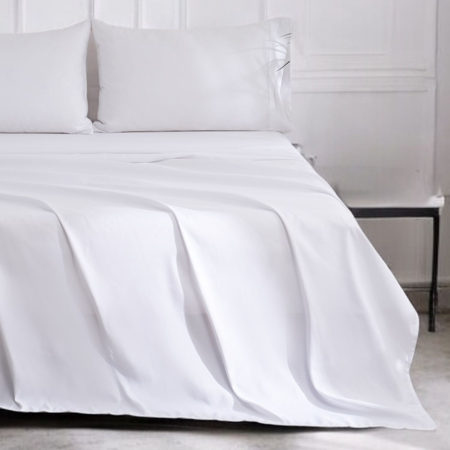 Ocean Fine Bedding Sheet Set; Double, 300 TC, Soft, Breathable and Eco-Conscious, White