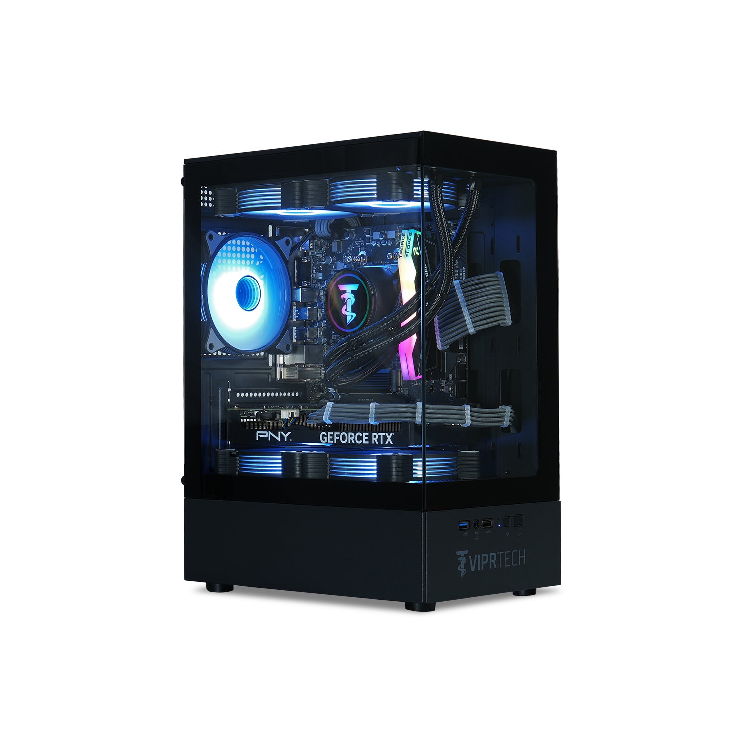 ViprTech Reaper 2.5 Liquid-Cooled PC - AMD Ryzen 7 8700F (5.0Ghz Turbo), AMD RX 7800 XT 16GB, 32GB DDR5 6400, 2TB NVMe SSD, 1000W Gold, VR-Ready, Gaming Desktop Computer, Black