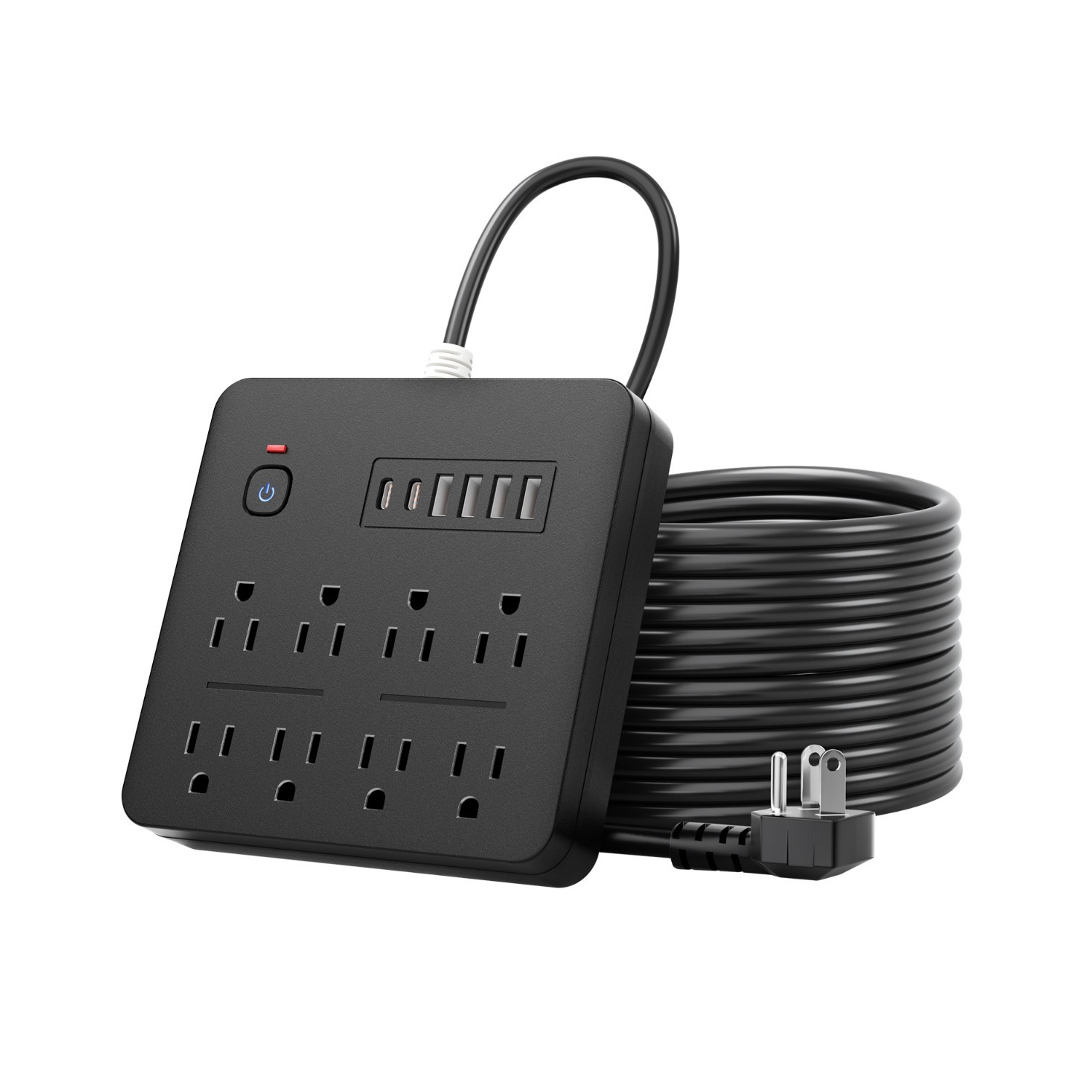 Bande femelle multifonctionnelle pour carte de câblage du bureau à domicile, prise USB multi-trous - noir 1,8&nbsp;M