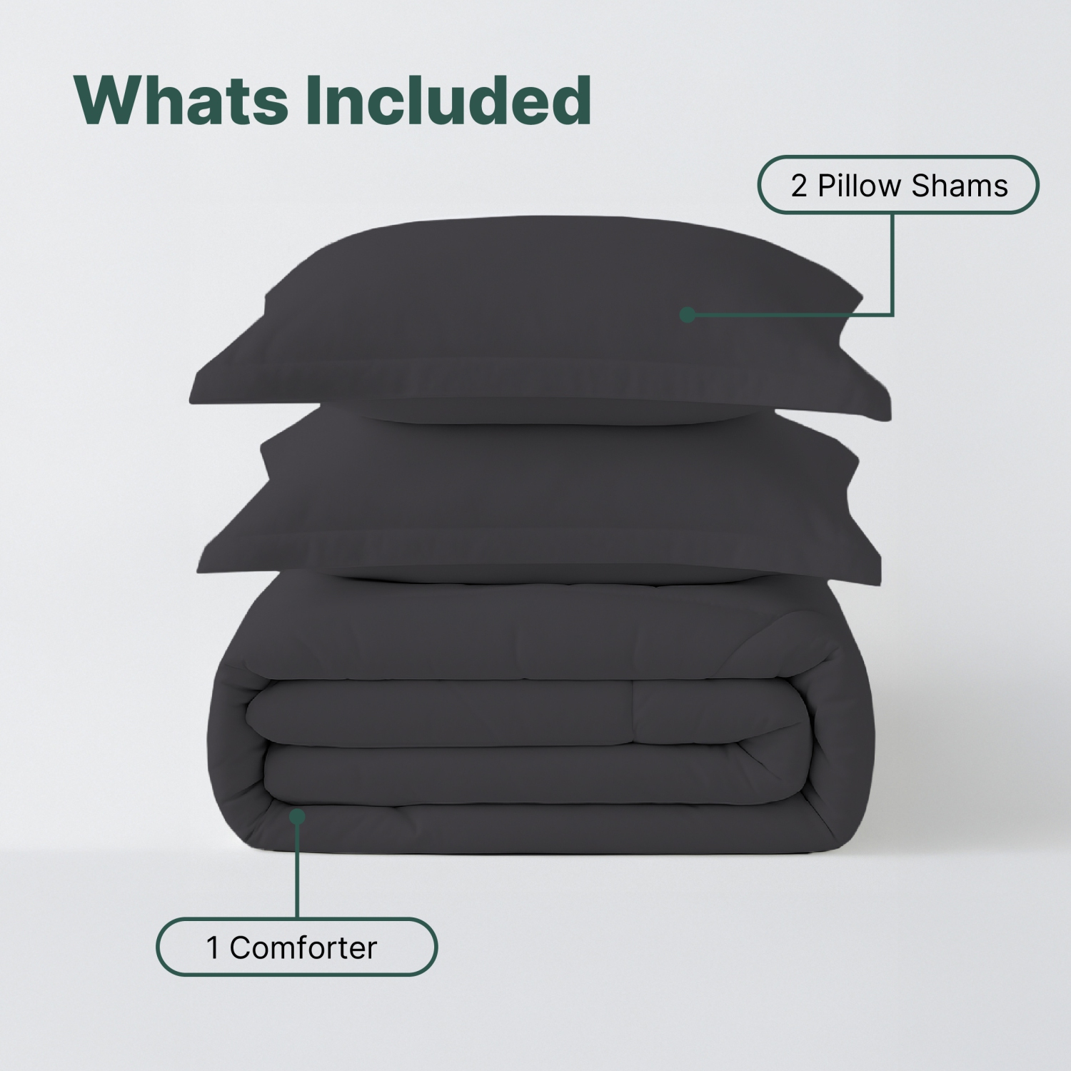 Beddora 5-Piece Bed in a Bag – Includes Comforter, 2 Shams, Decorative Cushion & Square Cushion – Ultra-Soft, All-Season Bedding – Queen – Forged Iron