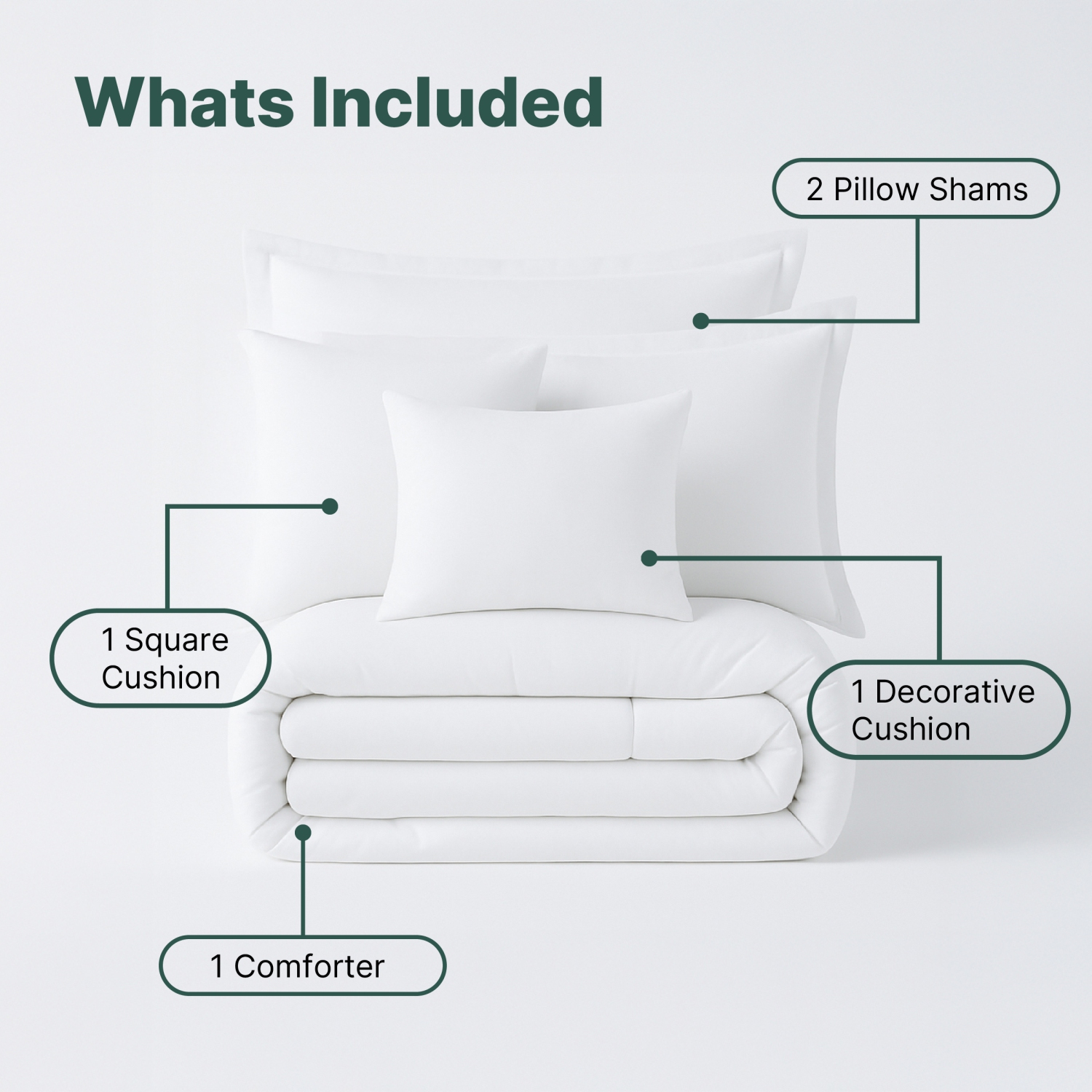 Lit dans un sac 5 pièces Beddora – Comprend couvre-lit, 2 couvre-oreillers, coussin décoratif et coussin carré – Très doux, literie toutes saisons –