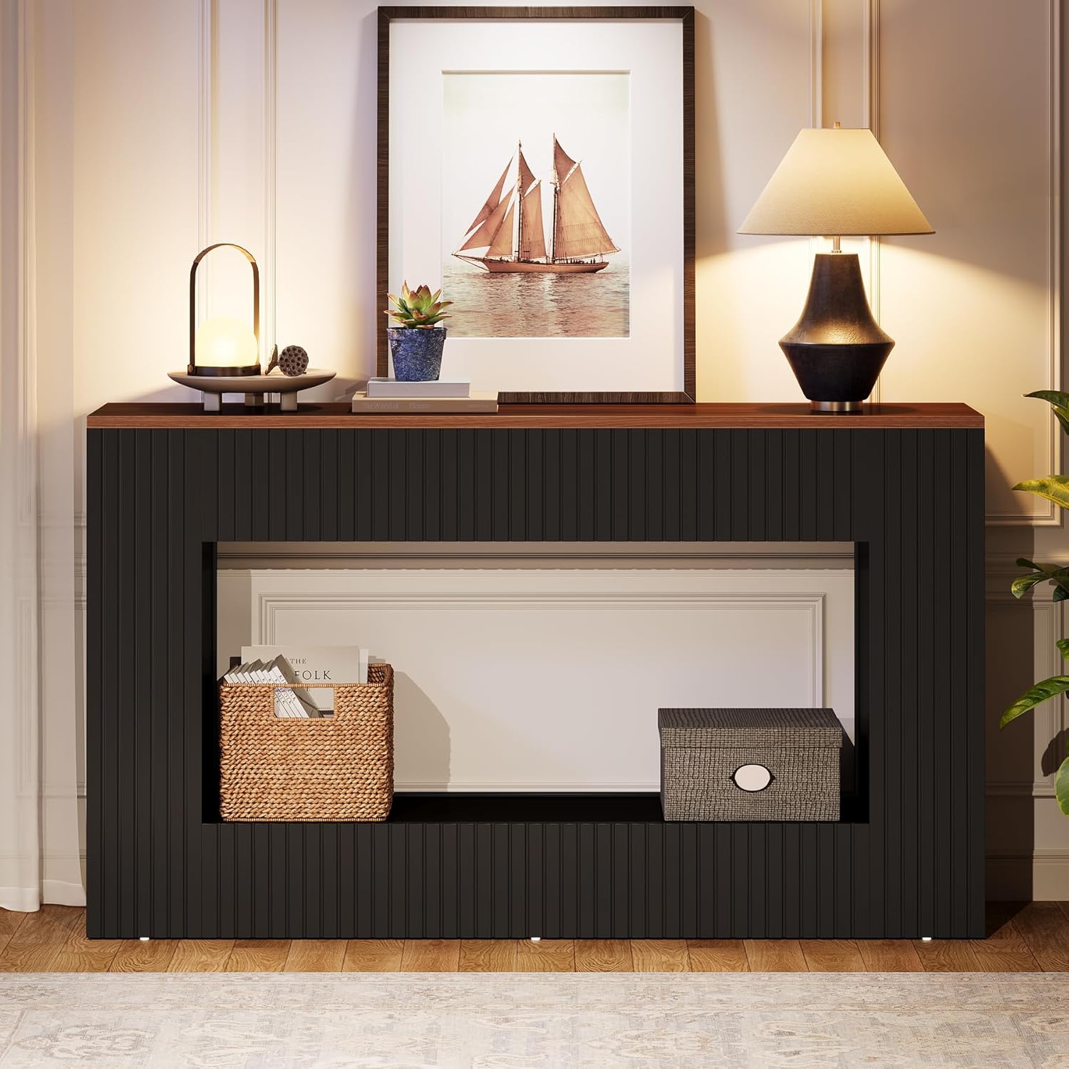 Tribesigns Modern Console Table, 55-Inch Wood Entryway Table with Storage, Narrow Long Sofa Table