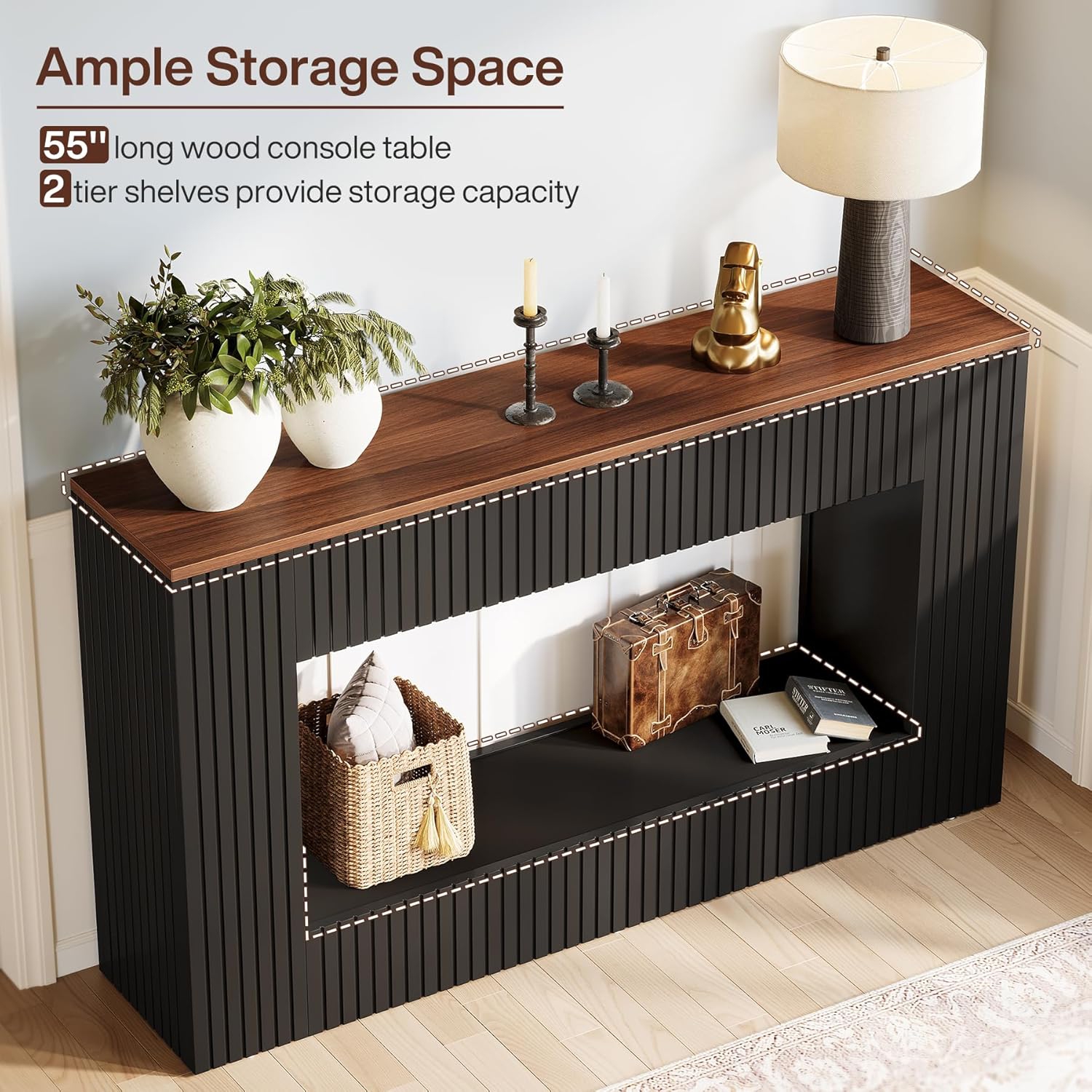 Tribesigns Modern Console Table, 55-Inch Wood Entryway Table with Storage, Narrow Long Sofa Table
