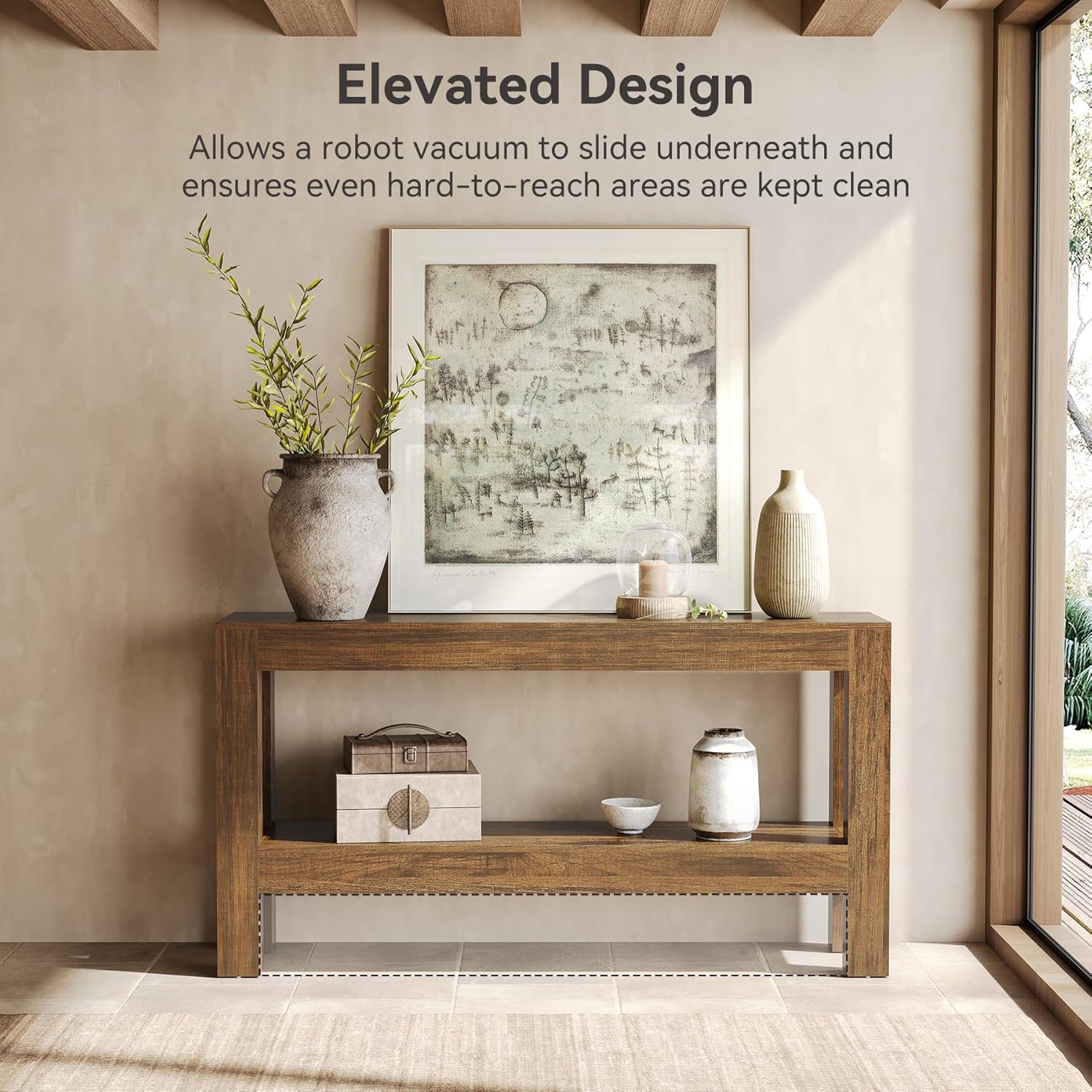 Table d'entrée étroite et longue de 63 po de Tribesigns pour le salon, console en bois Farmhouse