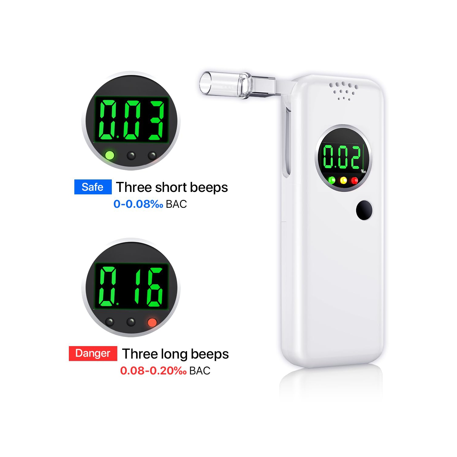 Testeur d'alcool, éthylomètre d'alcool portatif avec écran numérique LCD pour la maison et les fêtes