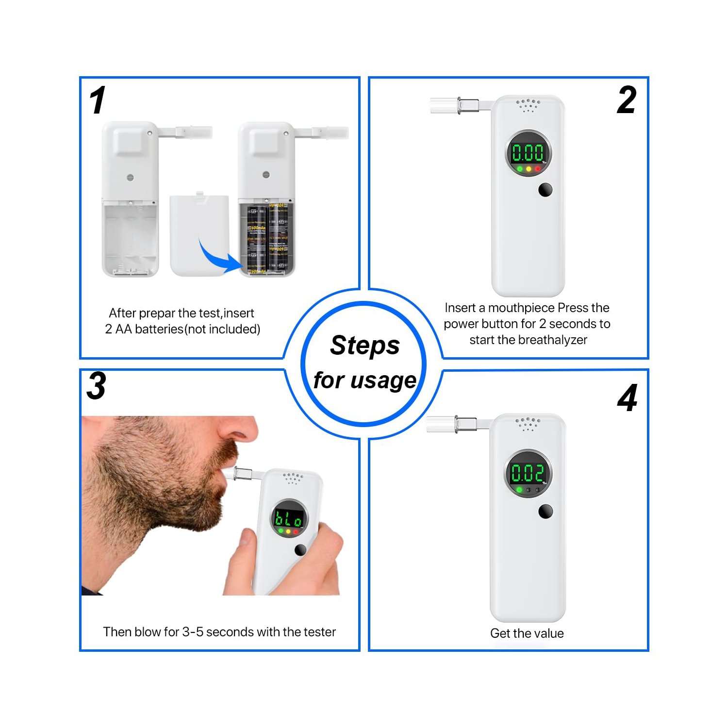 Testeur d'alcool, éthylomètre d'alcool portatif avec écran numérique LCD pour la maison et les fêtes