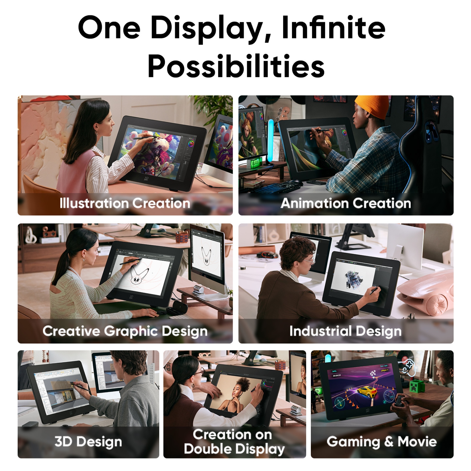 XPPen 23.8'' 4K Ultra HD Drawing Tablet with Large Screen with 16384 Pen Pressure Stylus Wireless Keydial