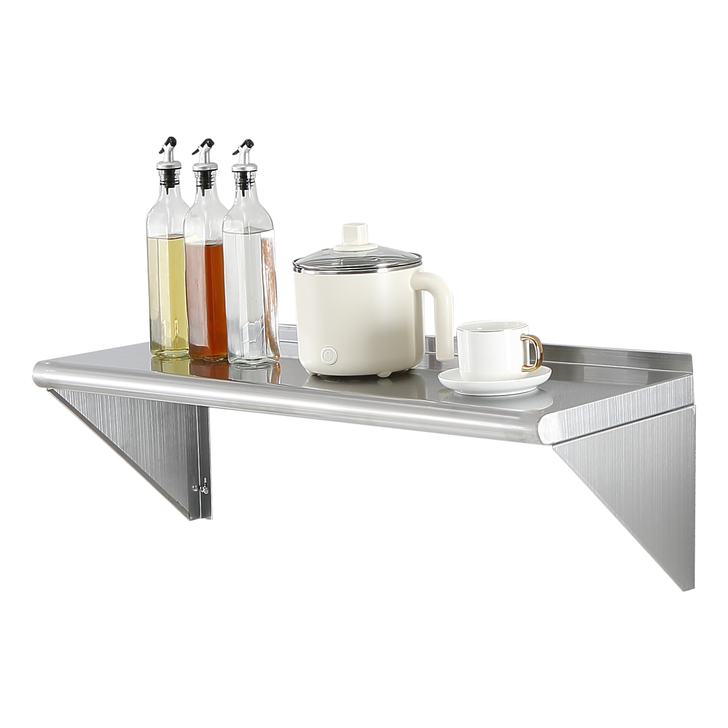 VEVOR 12" x 36" Stainless Steel Shelf with Brackets, 250 lbs Load Capacity Commercial Shelves, Heavy Duty Storage Rack for Restaurant, Kitchen, Bar,