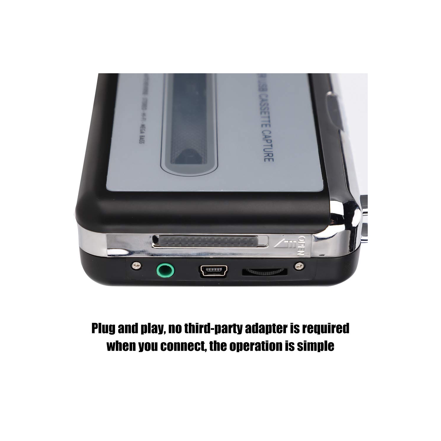 Lecteur de cassettes – Lecteur de cassettes portatif convertissant l'enregistreur de cassettes en format MP3, compatible avec les ordinateurs