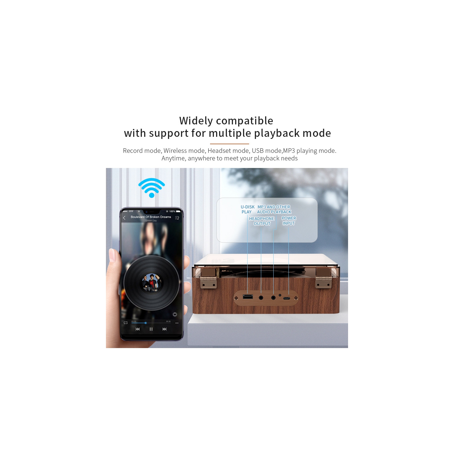 Phonographe CD tout-en-un vintage, phonographe Bluetooth HIFI, haut-parleur rétro intégré, lecture multimode