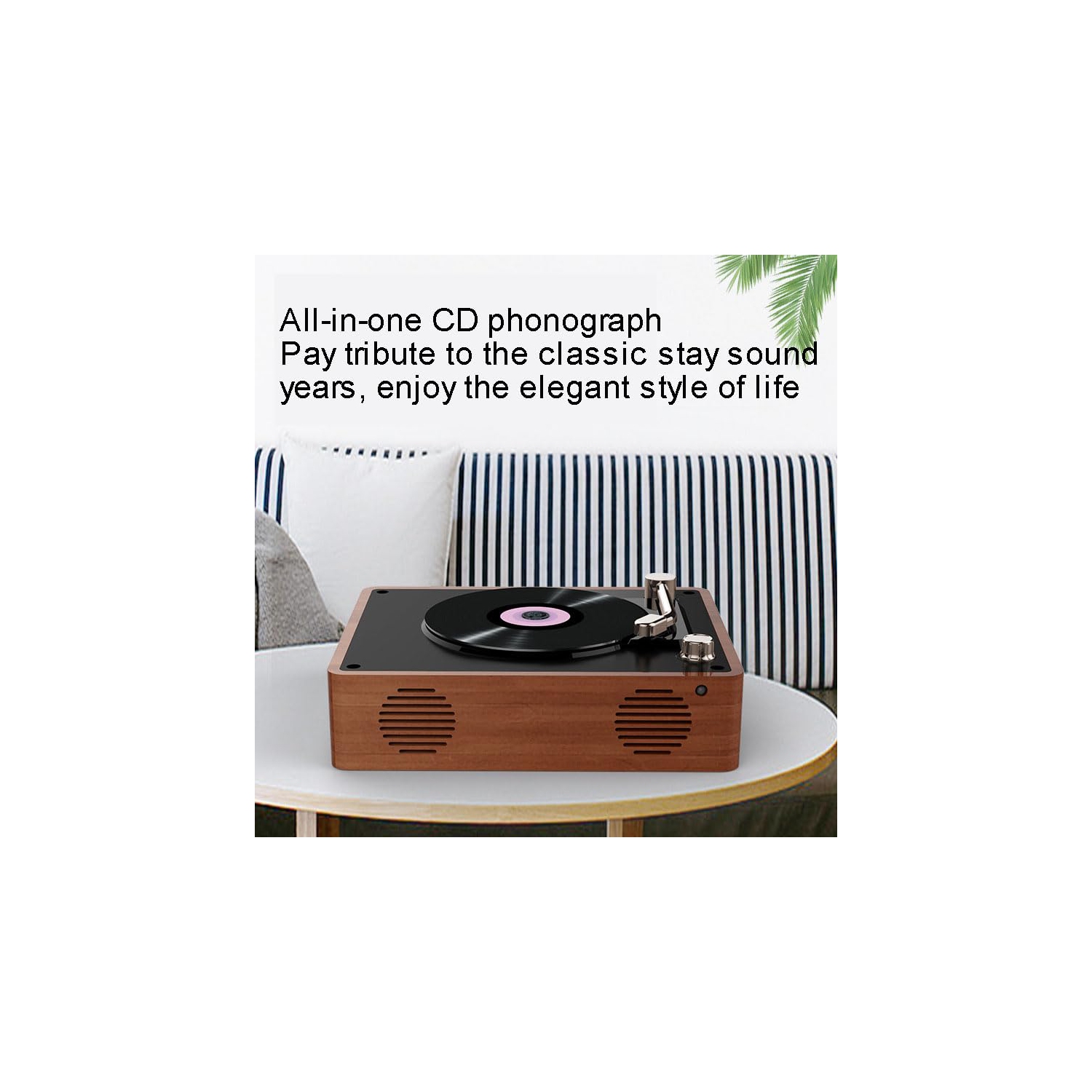 Phonographe CD tout-en-un vintage, phonographe Bluetooth HIFI, haut-parleur rétro intégré, lecture multimode