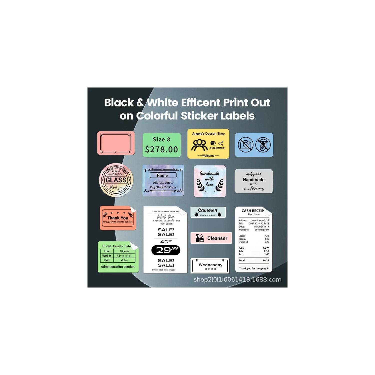 Mini Thermal Label Printer Portable Printer List Name Classification Identification Clothing Label Printer Suitable for Small Business, Mailing,