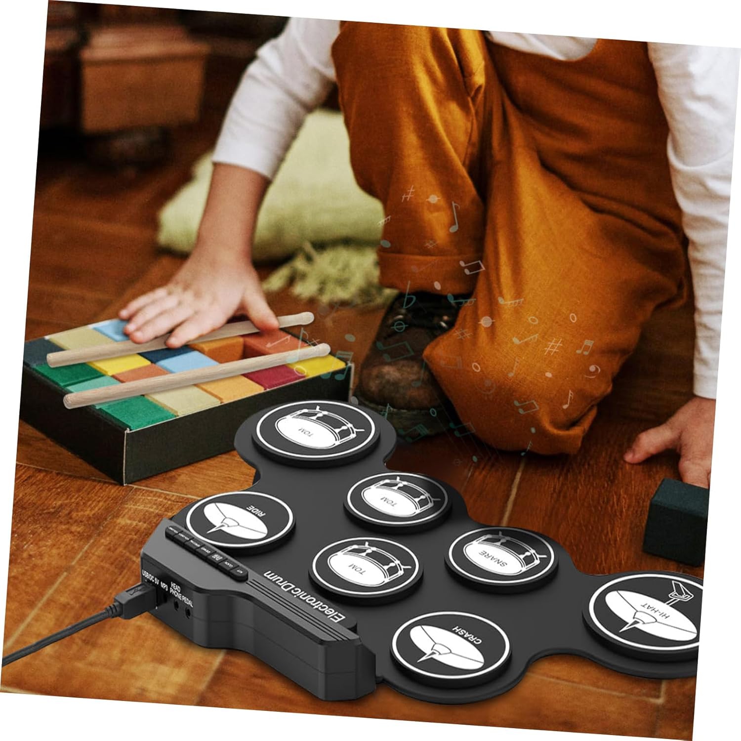 Batterie pliante à rouleau manuel Hot Product, batterie de jeu portative de bureau, instrument de percussion professionnel USB pour adultes pour