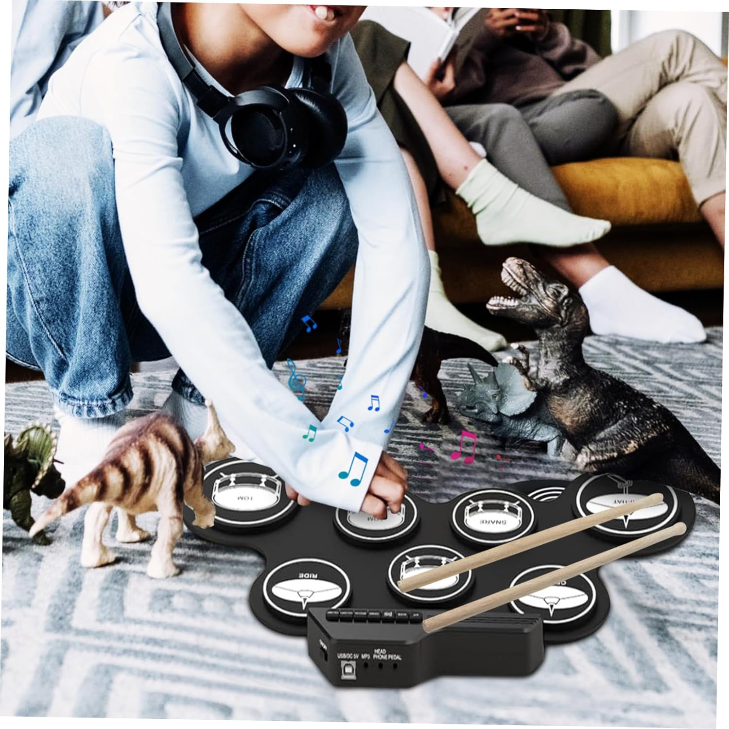 Batterie pliable à rouleau manuel Hot Product, batterie de jeu portative de bureau, instrument de percussion professionnel USB pour adultes pour