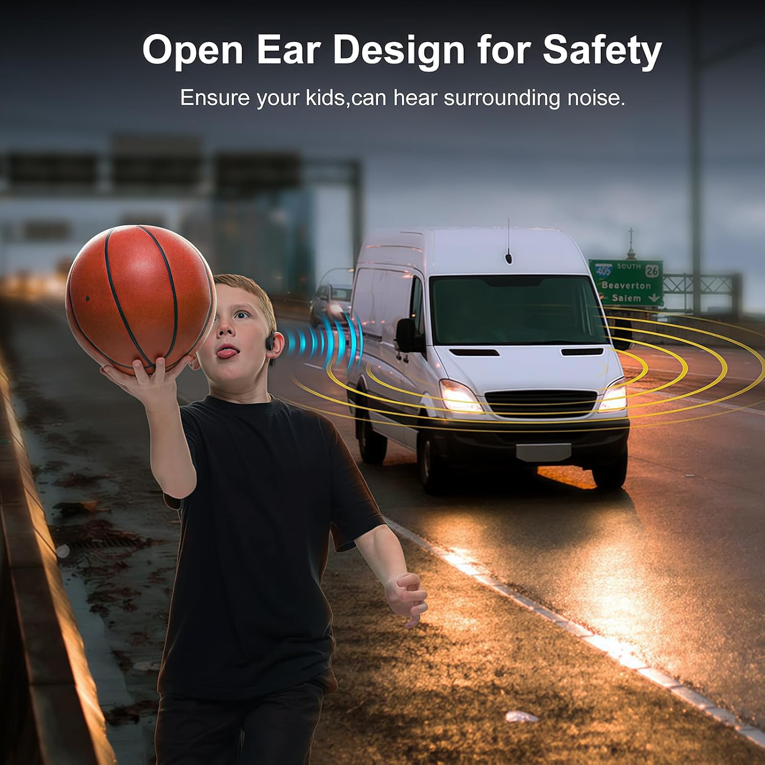 Wireless Bluetooth 5.3 Non-In-Ear Bone Conduction Earphones, Long Battery Life for Calls and Music, IPX5 Waterproof Open-Back Earphones for Running,